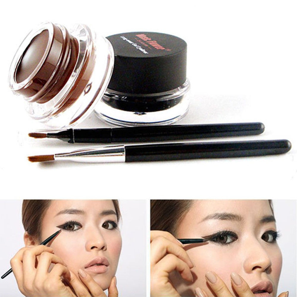 brown black colors eyeliners gel 2pcs brushes makeup cosmetic sets J4U66