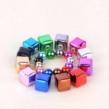 Candy Double Sided Earings Square Seal Ball Ear Studs Elegant Crystal Jewelry J4U66
