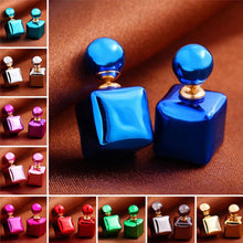 Candy Double Sided Earings Square Seal Ball Ear Studs Elegant Crystal Jewelry J4U66