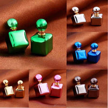 Candy Double Sided Earings Square Seal Ball Ear Studs Elegant Crystal Jewelry J4U66