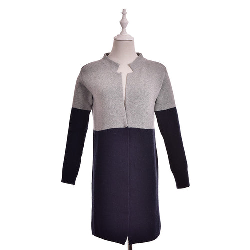 Cardigan Women Plus Size Long Patchwork Thick Wool Sweater J4U66