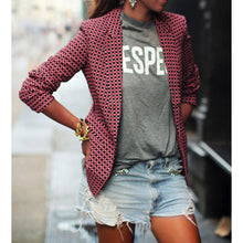 Casual Women Fashion Red Plaid Long Sleeve Fitted Blazer Plus Size Business Formal Office Suits One Button Blaser Feminino J4U66