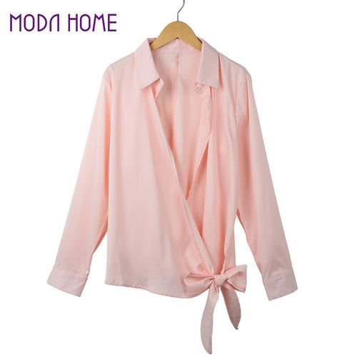 casual blouses women shirt ol bow style turn down collar elegant blouse long sleeve plus size tops women blusas femininas J4U66