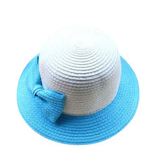 casual kids girls sun hat beach bucket hat baby girls kids bowknot straw caps 5 sizes J4U66