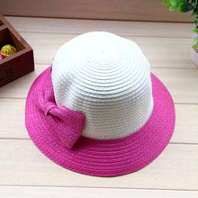casual kids girls sun hat beach bucket hat baby girls kids bowknot straw caps 5 sizes J4U66