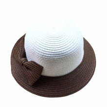 casual kids girls sun hat beach bucket hat baby girls kids bowknot straw caps 5 sizes J4U66
