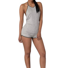 Casual Women Backless Playsuit Sexy Lady Halter Sleeveless CatsuitWomen's Short Beach Jumpsuits Rompers Plus Size S-XL 2 Color J4U66