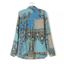 casual women blouses vintage print turn down collar long sleeve button shirts womens top plus size women cothing blusas J4U66
