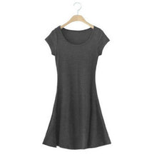 Casual Women Dress Cozy Cotton Solid Slim O Neck Short Sleeve T-shirt Mini Dresses J4U66