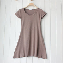 Casual Women Dress Cozy Cotton Solid Slim O Neck Short Sleeve T-shirt Mini Dresses J4U66