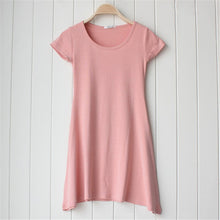 Casual Women Dress Cozy Cotton Solid Slim O Neck Short Sleeve T-shirt Mini Dresses J4U66