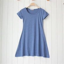 Casual Women Dress Cozy Cotton Solid Slim O Neck Short Sleeve T-shirt Mini Dresses J4U66
