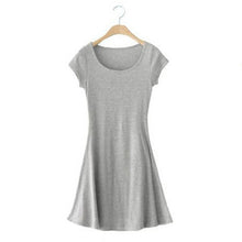 Casual Women Dress Cozy Cotton Solid Slim O Neck Short Sleeve T-shirt Mini Dresses J4U66
