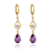 Charm 18K Earrings Golden Plated Water Crystal Eardrop Earring Dangle Earrings for Women J4U66
