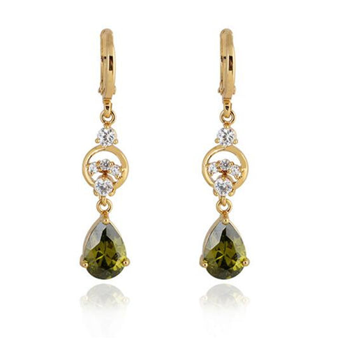 Charm 18K Earrings Golden Plated Water Crystal Eardrop Earring Dangle Earrings for Women J4U66