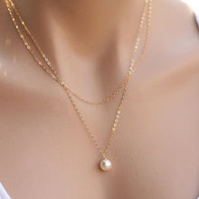 Charm Pendant Pearl Necklace Sliver Gold Double Chain Necklace For Women J4U66