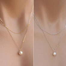 Charm Pendant Pearl Necklace Sliver Gold Double Chain Necklace For Women J4U66