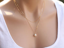 Charm Pendant Pearl Necklace Sliver Gold Double Chain Necklace For Women J4U66