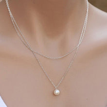 Charm Pendant Pearl Necklace Sliver Gold Double Chain Necklace For Women J4U66