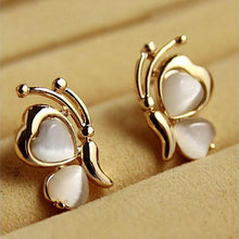 Charm Smooth Butterfly Stud Earrings For Women Golden Color Crystal Jewelry Peach Heart Earings J4U66