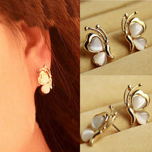 Charm Smooth Butterfly Stud Earrings For Women Golden Color Crystal Jewelry Peach Heart Earings J4U66