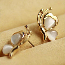 Charm Smooth Butterfly Stud Earrings For Women Golden Color Crystal Jewelry Peach Heart Earings J4U66