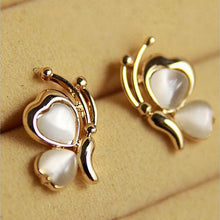 Charm Smooth Butterfly Stud Earrings For Women Golden Color Crystal Jewelry Peach Heart Earings J4U66