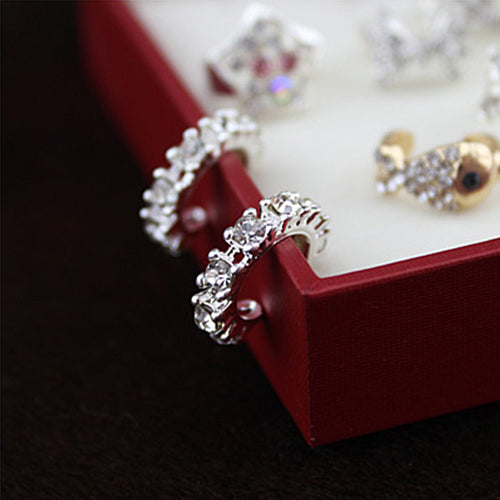 Charm crystal hoop earrings Geometric Round Shiny rhinestone earring jewelry women J4U66