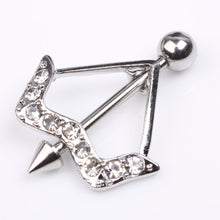 Charming Body Piercing Jewelry Cupid's Arrow Pattern Rhinestones Inlaid Nipple Ring Body  J4U66