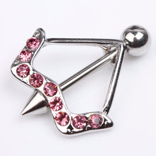 Charming Body Piercing Jewelry Cupid's Arrow Pattern Rhinestones Inlaid Nipple Ring Body  J4U66