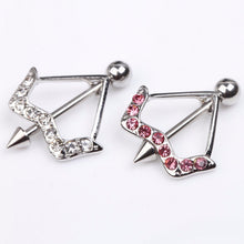 Charming Body Piercing Jewelry Cupid's Arrow Pattern Rhinestones Inlaid Nipple Ring Body  J4U66