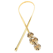 chic women metal belt rose clasp front stretch waist strap elastic waistband gold silver J4U66