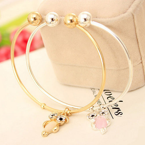 Chic Gold Plated Rhinestone Owl Cuff Bracelets Bangles for Women Lady Girl Women Jewelry Owl Bangles Bracelets for Women J4U66