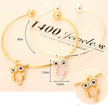 Chic Gold Plated Rhinestone Owl Cuff Bracelets Bangles for Women Lady Girl Women Jewelry Owl Bangles Bracelets for Women J4U66
