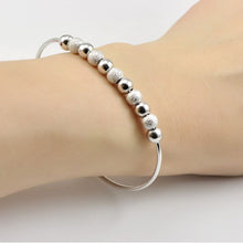 Chic Silver Plated Beads Ball Bangle Cuff Bracelets Women Hand Jewelry Hot J4U66