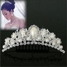 Chic Elegant Pearl Rhinestone inlay Crown Tiara Hair Comb Jewelry LKT0004 J4U66