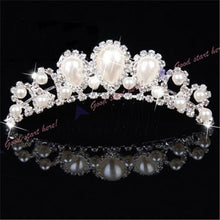 chic women elegant pearl rhinestone inlay crown tiara haircomb jewelry J4U66
