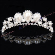 Chic Elegant Pearl Rhinestone inlay Crown Tiara Hair Comb Jewelry LKT0004 J4U66