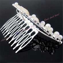 chic women elegant pearl rhinestone inlay crown tiara haircomb jewelry J4U66