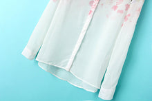 Chiffon Shirts Flowers Printed Women Blouses Long Sleeve Shirts For Women Blouses S M L J4U66