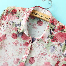 Chiffon Shirts Flowers Printed Women Blouses Long Sleeve Shirts For Women Blouses S M L J4U66