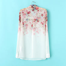 Chiffon Shirts Flowers Printed Women Blouses Long Sleeve Shirts For Women Blouses S M L J4U66