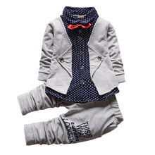 Children's Clothing Sets Baby Boy Gentleman Bow Tie Fake T-shirt Coat + Pants 2pcss Suits Kids Tracksuit Set J4U66