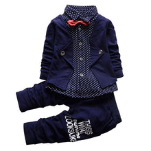 childrens clothing sets baby boy gentleman bow tie fake t-shirts coat pants 2pcs suits kids tracksuit set J4U66