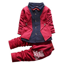 Children's Clothing Sets Baby Boy Gentleman Bow Tie Fake T-shirt Coat + Pants 2pcss Suits Kids Tracksuit Set J4U66