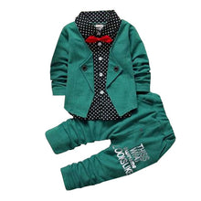 Children's Clothing Sets Baby Boy Gentleman Bow Tie Fake T-shirt Coat + Pants 2pcss Suits Kids Tracksuit Set J4U66