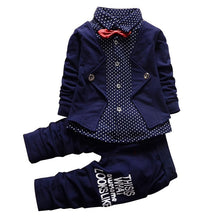 Children's Clothing Sets Baby Boy Gentleman Bow Tie Fake T-shirt Coat + Pants 2pcss Suits Kids Tracksuit Set J4U66