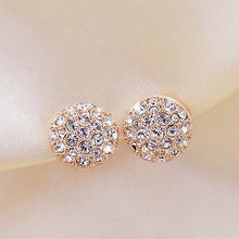 Circle Rhinestone Gold Ear Clip Women Jewelry Elegant Women Crystal Stud Earrings J4U66