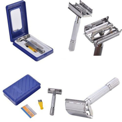 Classic Double Edge Safety Razor with 1 Razor Blades, Mirror & Travel Case PY6 J4U66