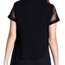 clearance chiffon women blouse floral print short sleeve elegant-shirts long women tops black plus size women clothing J4U66